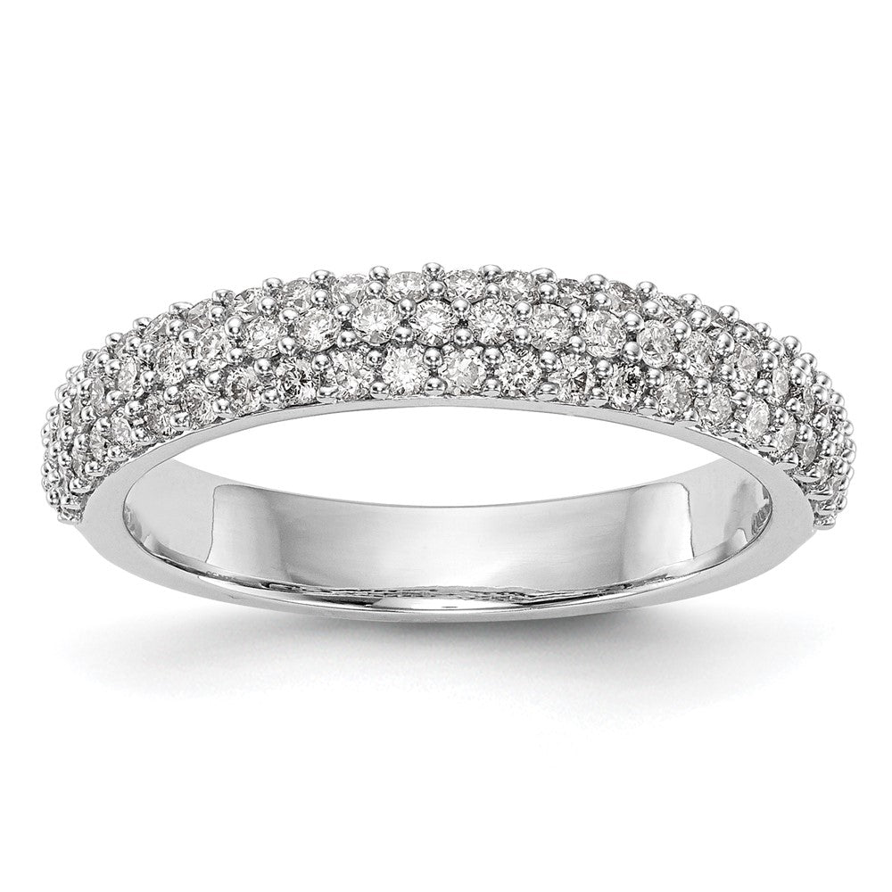 14K Weißgold Ehering mit Mikrofassung und natürlichen Diamanten