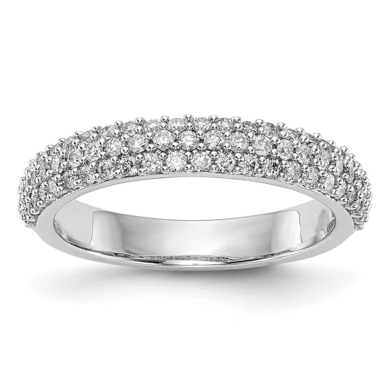 14K Weißgold Ehering mit Mikrofassung und natürlichen Diamanten