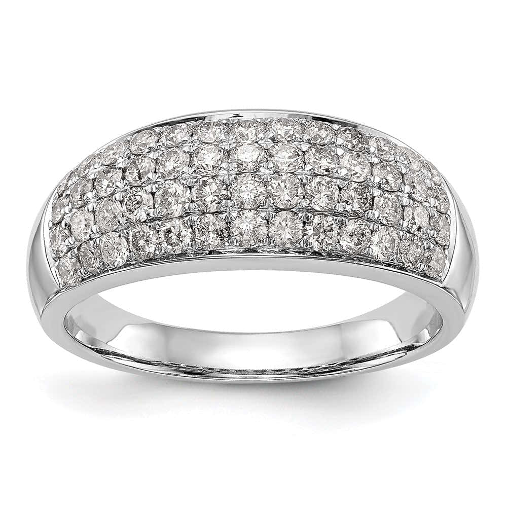 14K Weißgold Ehering mit natürlichen Diamanten 0,961 ct