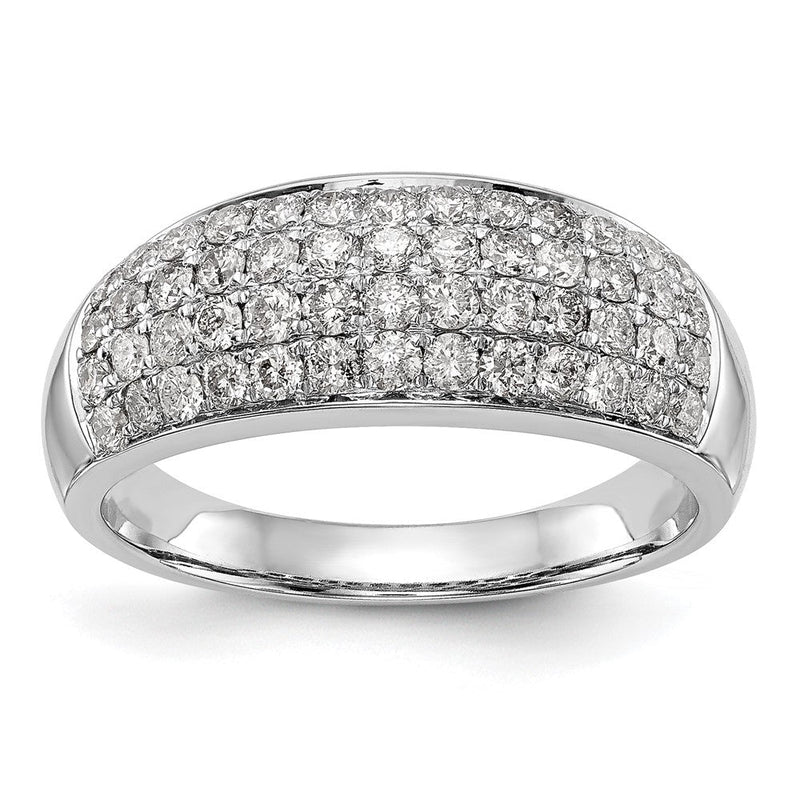 14K Weißgold Ehering mit natürlichen Diamanten 0,961 ct