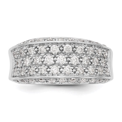 585 Weißgold Ehering mit natürlichen Diamanten, 0,945 ct