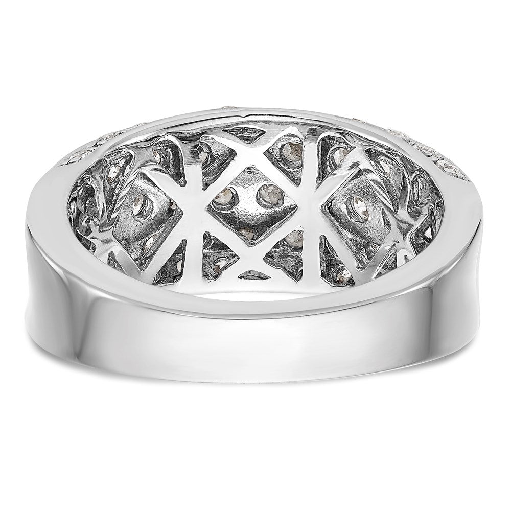 585 Weißgold Ehering mit natürlichen Diamanten, 0,945 ct