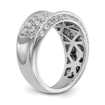 585 Weißgold Ehering mit natürlichen Diamanten, 0,945 ct