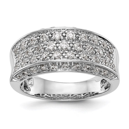585 Weißgold Ehering mit natürlichen Diamanten, 0,945 ct