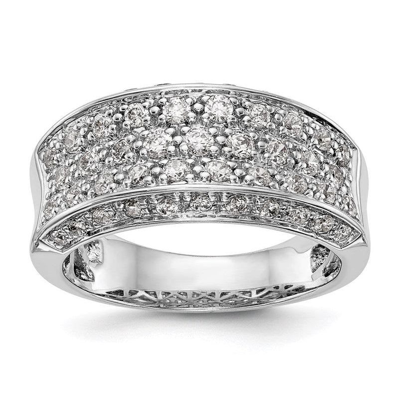 585 Weißgold Ehering mit natürlichen Diamanten, 0,945 ct