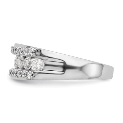 14K Weißgold Ring mit echten Diamanten