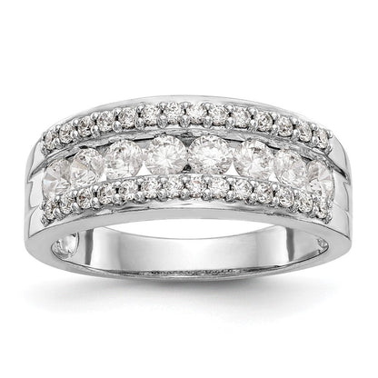 14K Weißgold Ring mit echten Diamanten