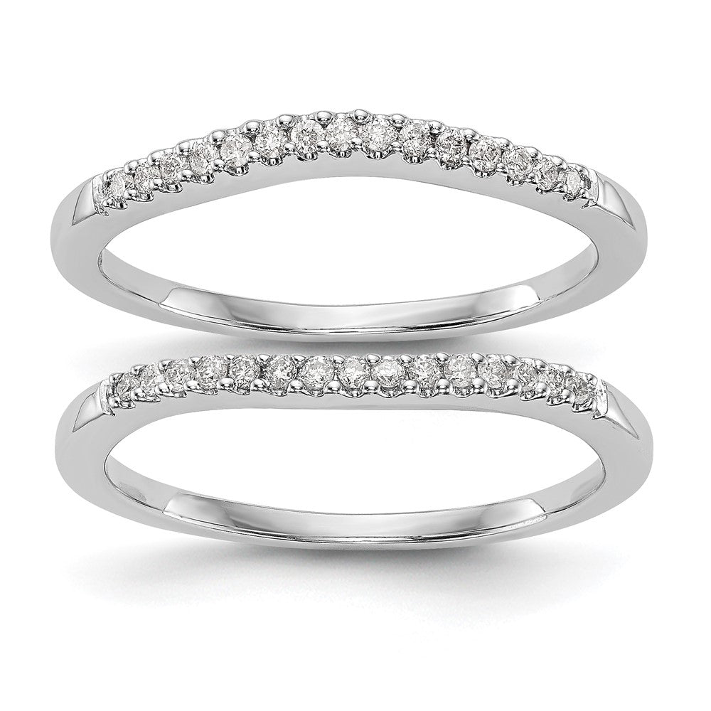 14K Weißgold Set aus 2 Eheringen mit natürlichen Diamanten, 0,18 ct