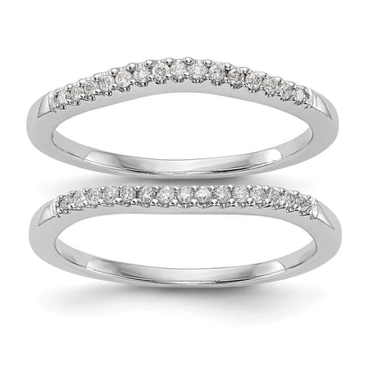 14K Weißgold Set aus 2 Eheringen mit natürlichen Diamanten, 0,18 ct