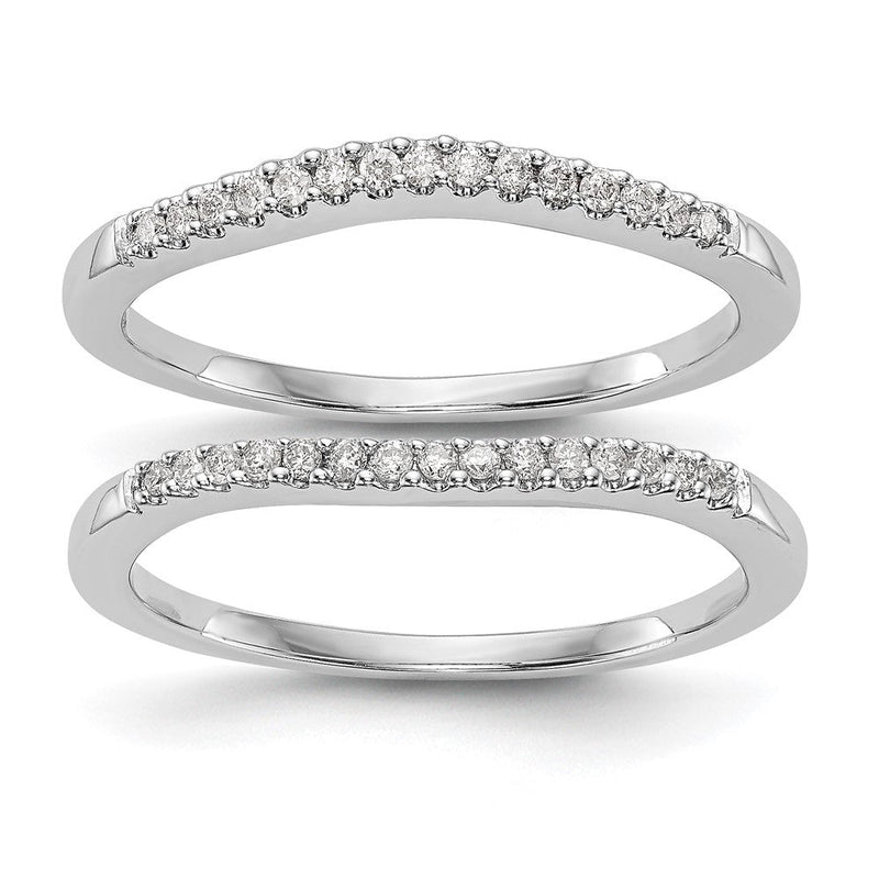 14K Weißgold Set aus 2 Eheringen mit natürlichen Diamanten, 0,18 ct