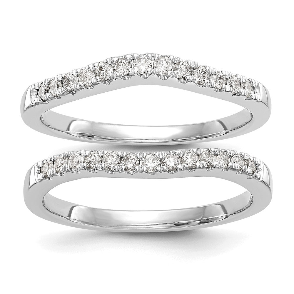 14K Weißgold Set aus zwei Ehe­ringen mit echten Diamanten