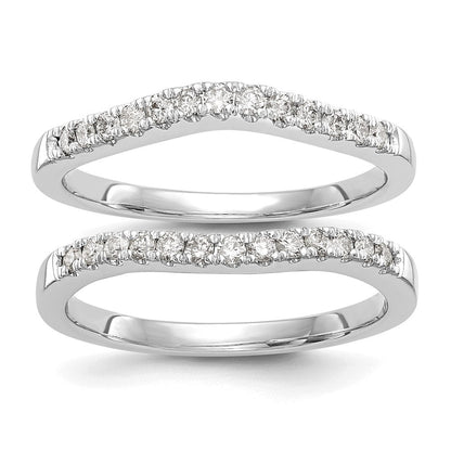 14K Weißgold Set aus zwei Ehe­ringen mit echten Diamanten