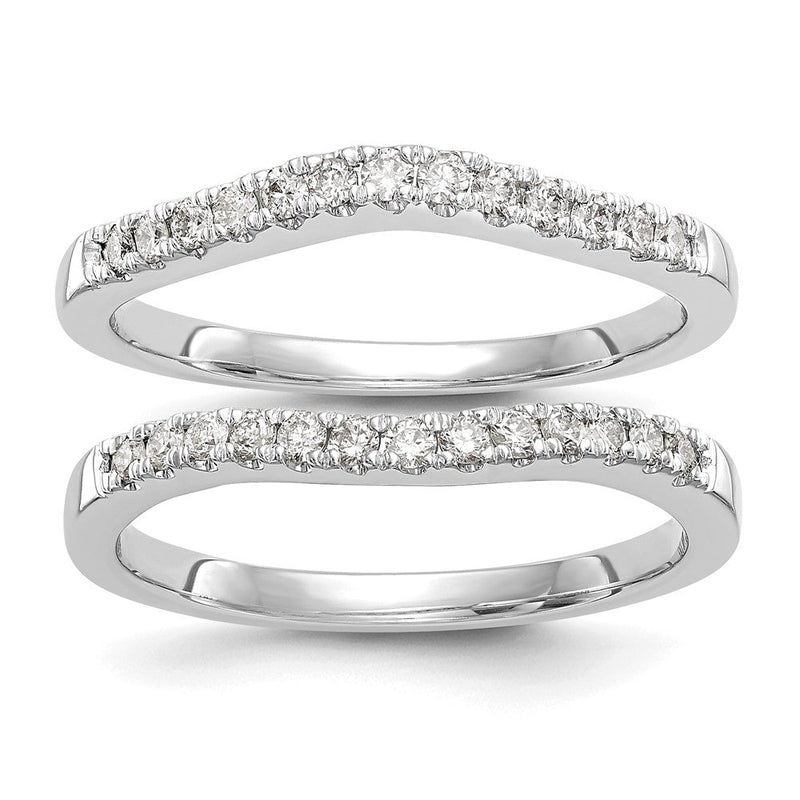 14K Weißgold Set aus zwei Ehe­ringen mit echten Diamanten