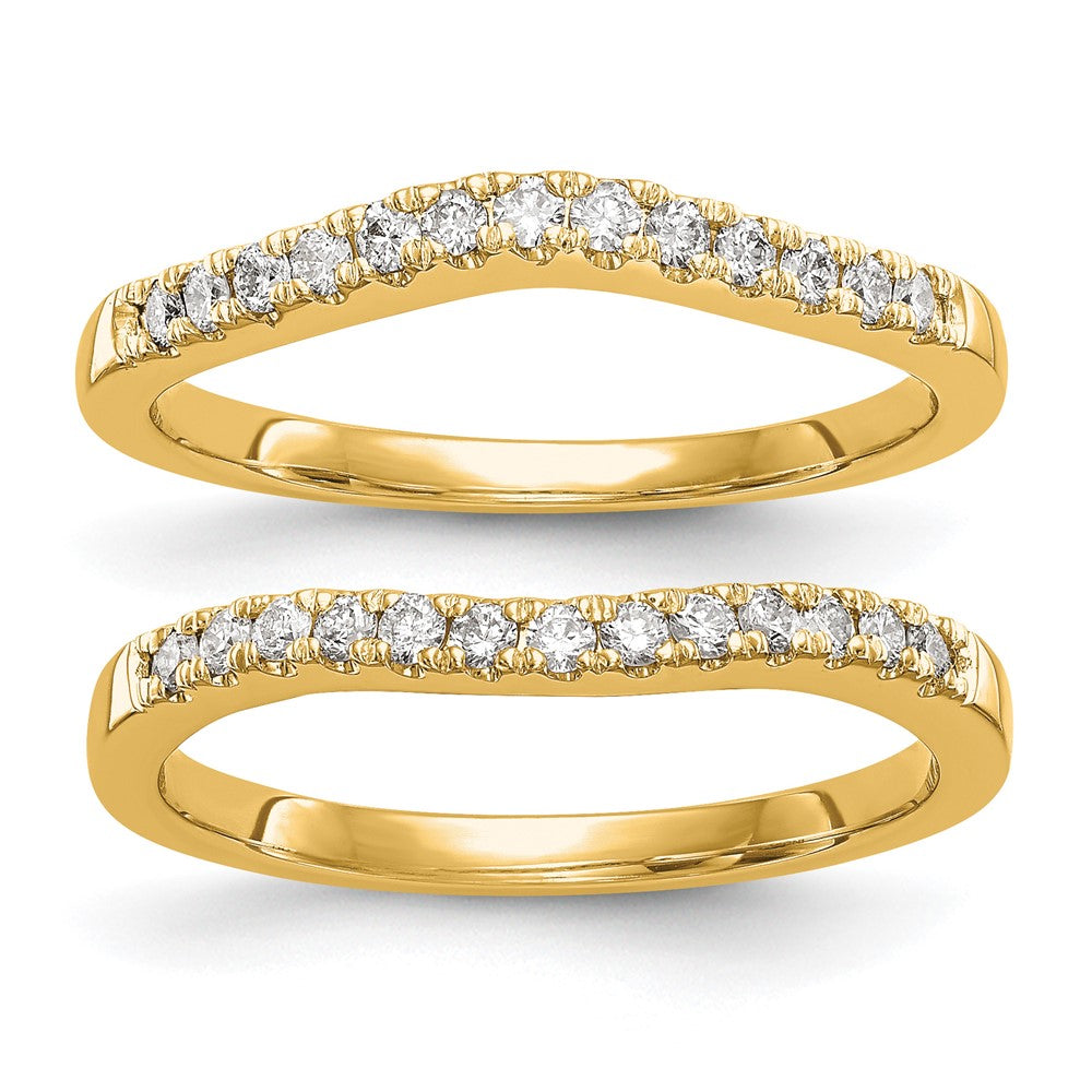 14K Gelbgold Eheringe-Set aus zwei geschwungenen Ringen mit 0,33 ct. Labor-gezüchteten Diamanten VS/SI+ G+