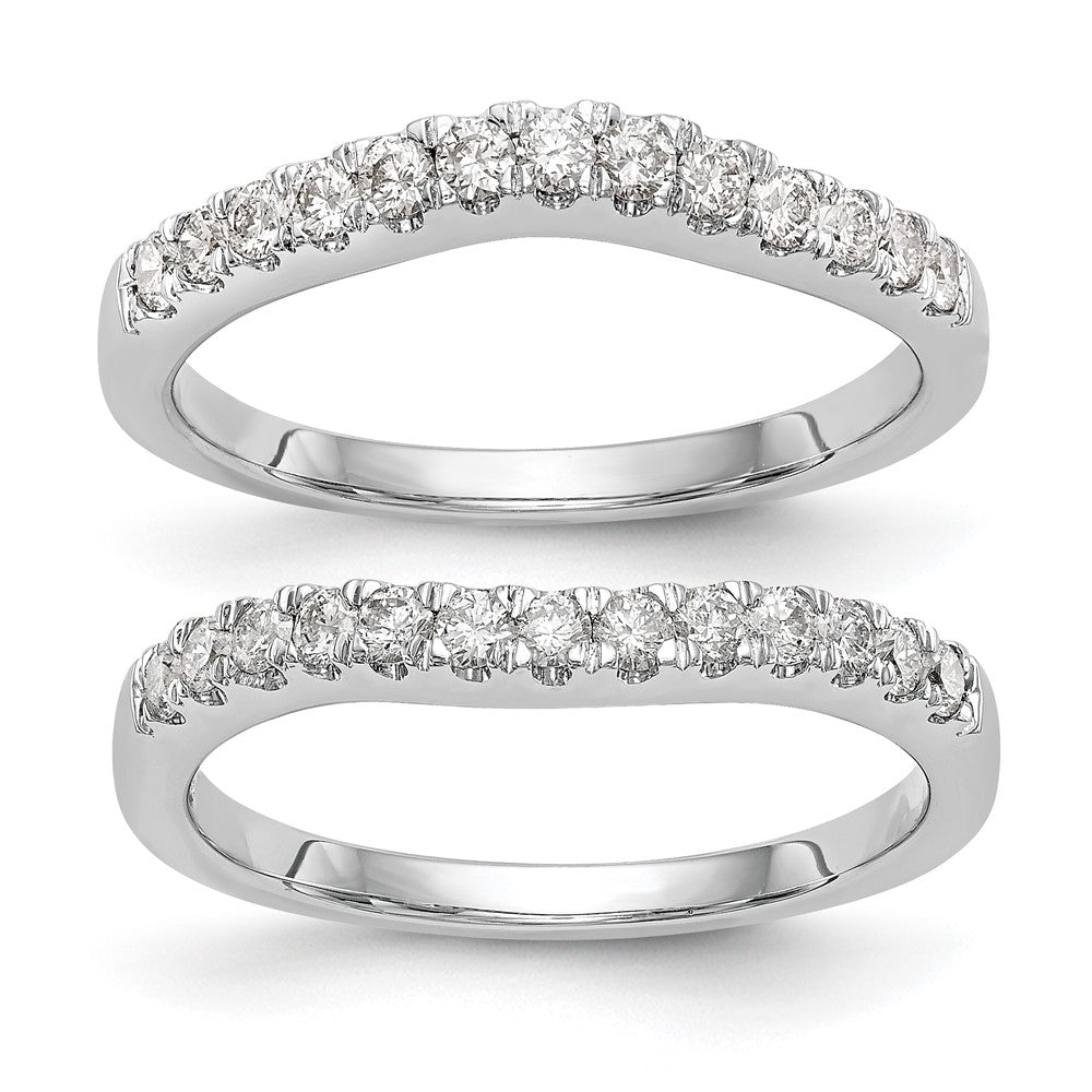 14K Weißgold 0,625 ct. Laborgezüchtete Diamant VS/SI+ G+ Komplettset aus zwei geschwungenen Eheringen