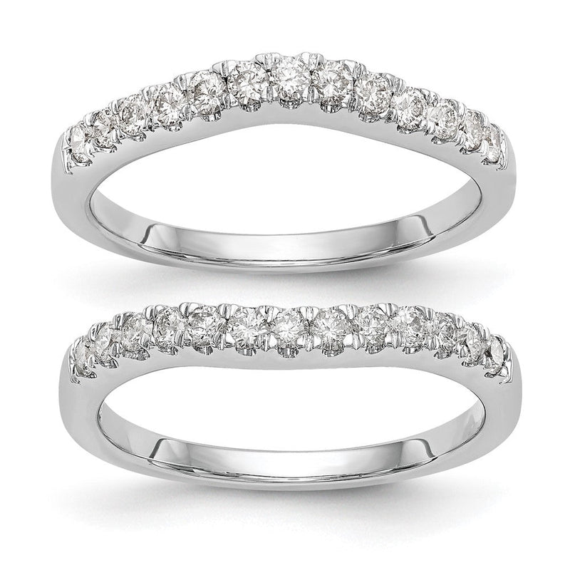 14K Weißgold Eheringe-Set mit natürlichen Diamanten 0,63 ct