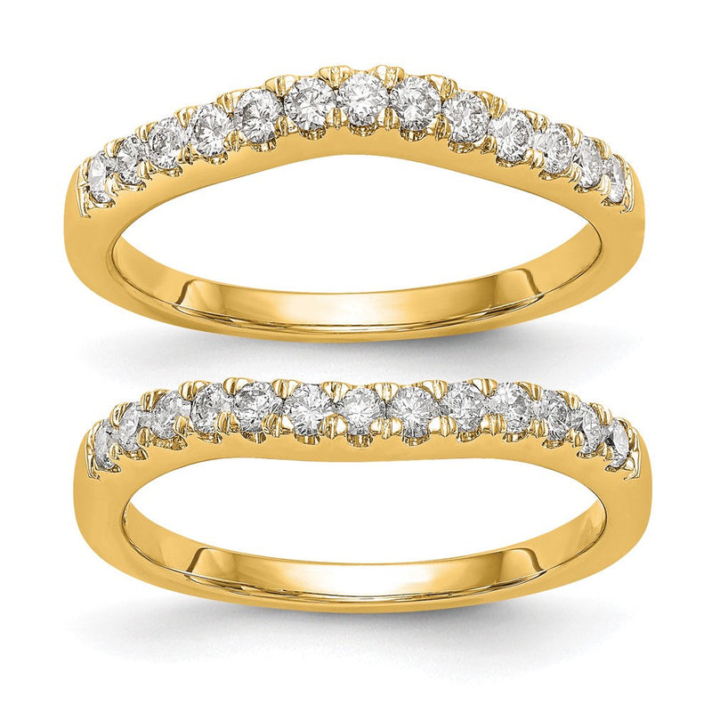 14K Gelbgold Set aus 2 Eheringen mit echten Diamanten
