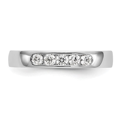 14K Weißgold 5-Stein-Ring mit natürlichen Diamanten in Kanalfassung