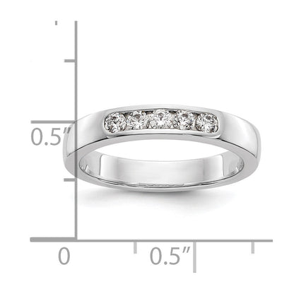 14K Weißgold 5-Steine-Ring mit 0,25K rund geschliffenen Diamanten in durchgehender Kanalfassung
