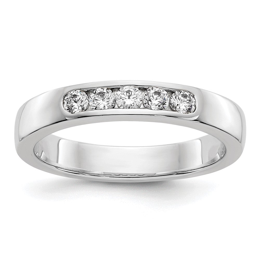 14K Weißgold 5-Steine-Ring mit 0,25K rund geschliffenen Diamanten in durchgehender Kanalfassung