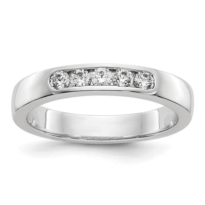 14K Weißgold 5-Steine-Ring mit 0,25K rund geschliffenen Diamanten in durchgehender Kanalfassung