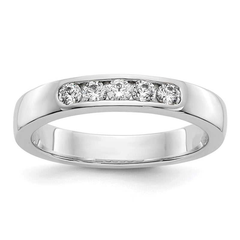 14K Weißgold 5-Steine-Ring mit 0,25K rund geschliffenen Diamanten in durchgehender Kanalfassung