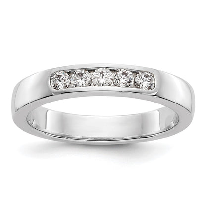 14K Weißgold 5-Stein-Ring mit natürlichen Diamanten in Kanalfassung
