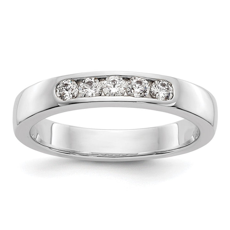 14K Weißgold 5-Stein-Ring mit natürlichen Diamanten in Kanalfassung