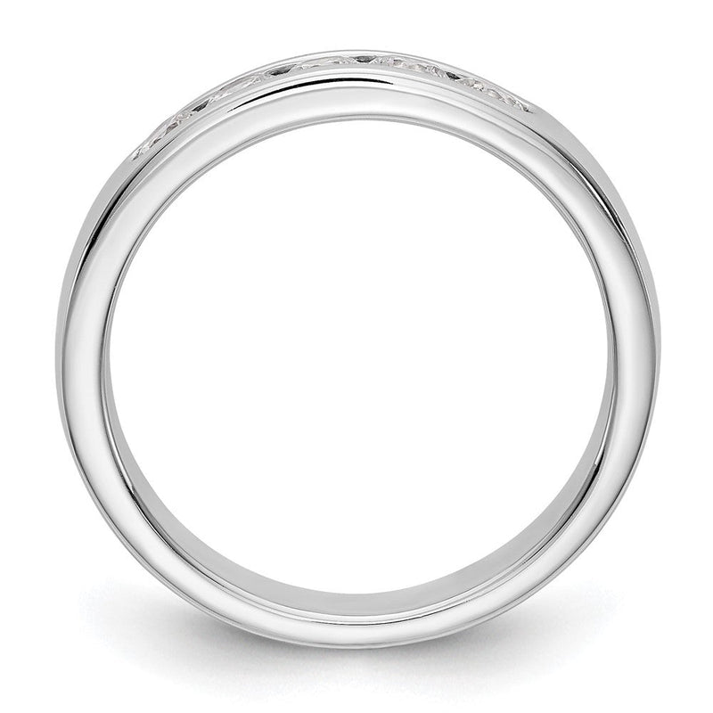 14K Weißgold Ehering mit 5 Diamanten in Kanalfassung