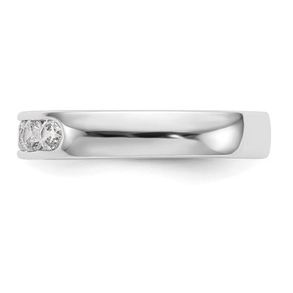 14K Weißgold Ehering mit 5 Diamanten in Kanalfassung