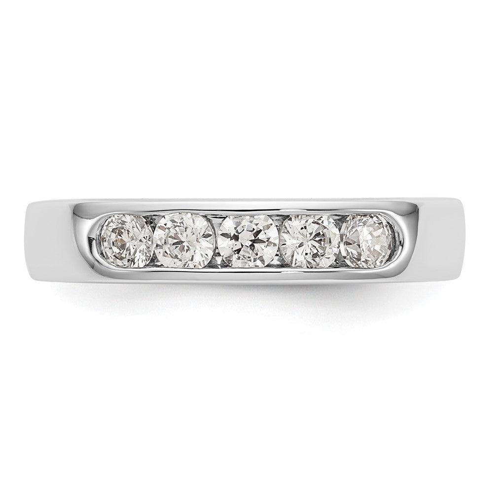 14K Weißgold Ehering mit 5 Diamanten in Kanalfassung