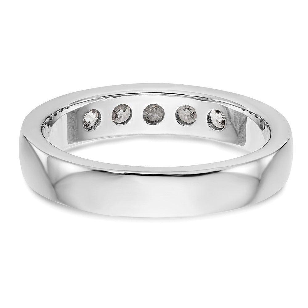 14K Weißgold Ehering mit 5 Diamanten in Kanalfassung
