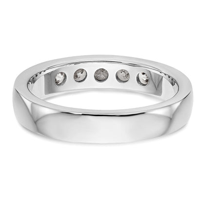 14K Weißgold Ehering mit 5 Diamanten in Kanalfassung