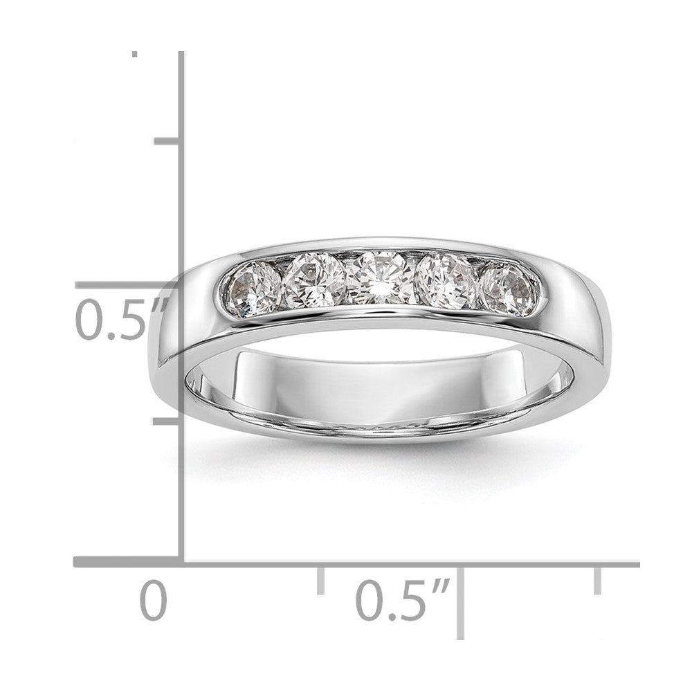 14K Weißgold Ehering mit 5 Diamanten in Kanalfassung