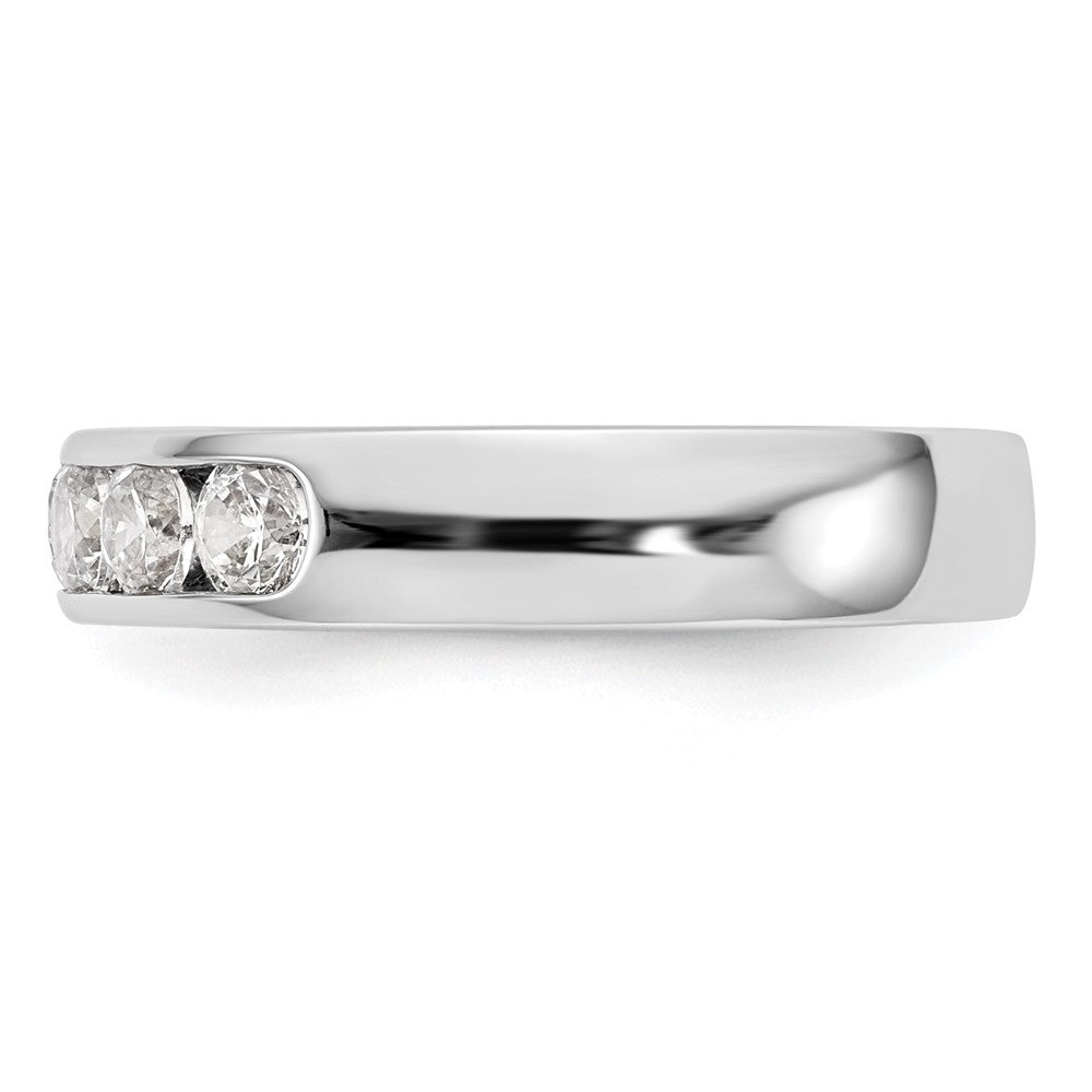 14K Weißgold Ring mit 5 Steinen, 0,75K rundem Diamant, komplett in Kanalfassung