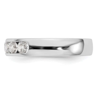 14K Weißgold Ring mit 5 Steinen, 0,75K rundem Diamant, komplett in Kanalfassung