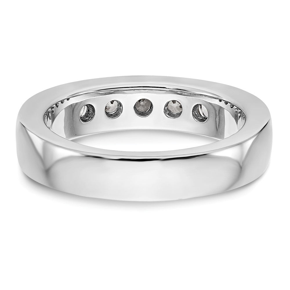 14K Weißgold Ring mit 5 Steinen, 0,75K rundem Diamant, komplett in Kanalfassung