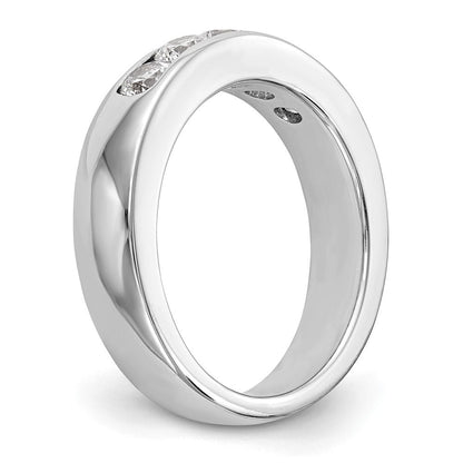 14K Weißgold 5-stone 3/4 Karat Rund Diamant Komplett Kanalfassung Ehering Ring