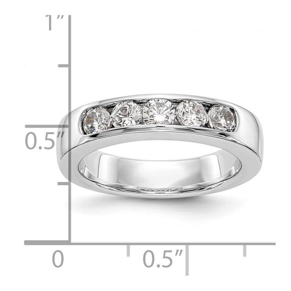14K Weißgold 5-stone 3/4 Karat Rund Diamant Komplett Kanalfassung Ehering Ring