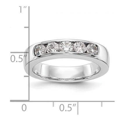 14K Weißgold 5-stone 3/4 Karat Rund Diamant Komplett Kanalfassung Ehering Ring