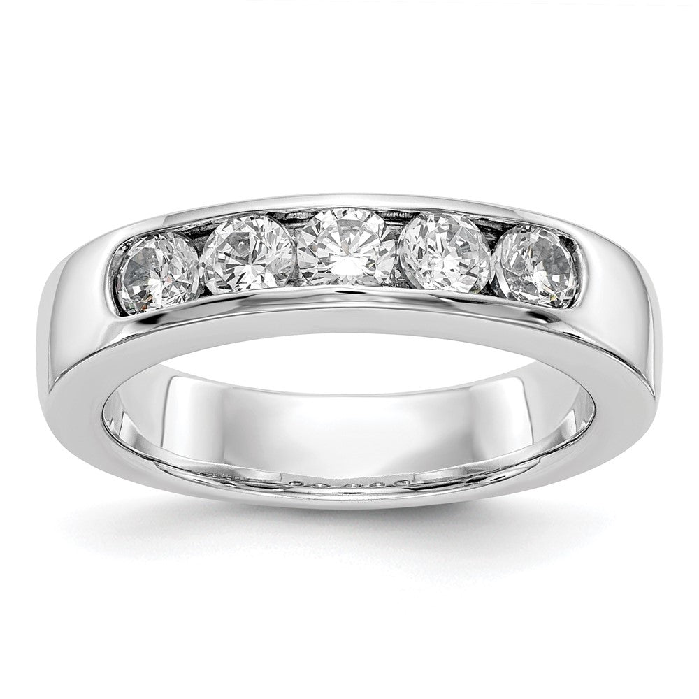 14K Weißgold 5-stone 3/4 Karat Rund Diamant Komplett Kanalfassung Ehering Ring