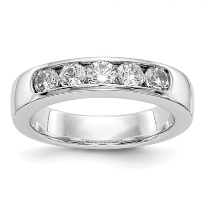 14K Weißgold 5-stone 3/4 Karat Rund Diamant Komplett Kanalfassung Ehering Ring