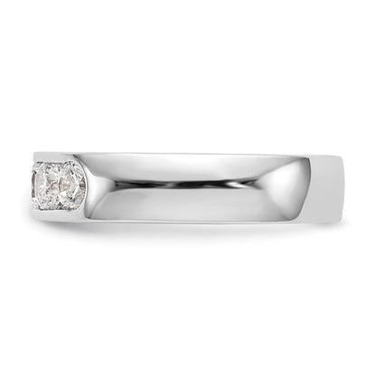 14K Weißgold Ring mit 5 Diamanten im Rundschliff, 1K, Kanalfassung