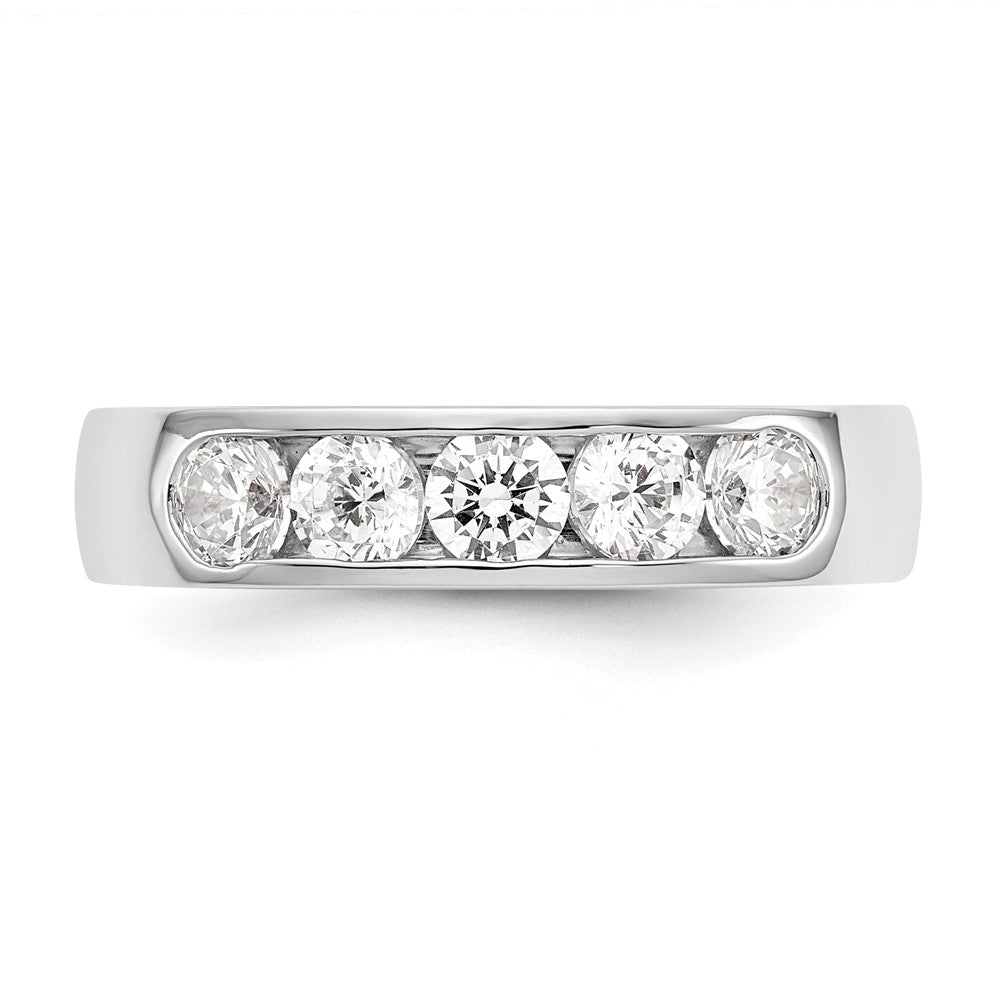14K Weißgold Ring mit 5 Diamanten im Rundschliff, 1K, Kanalfassung