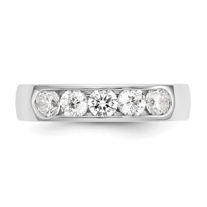 14K Weißgold Ring mit 5 Diamanten im Rundschliff, 1K, Kanalfassung