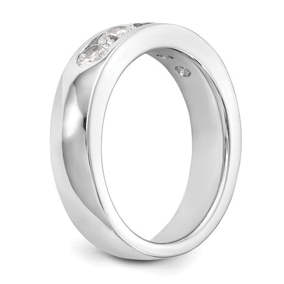 14K Weißgold Ring mit 5 Diamanten im Rundschliff, 1K, Kanalfassung