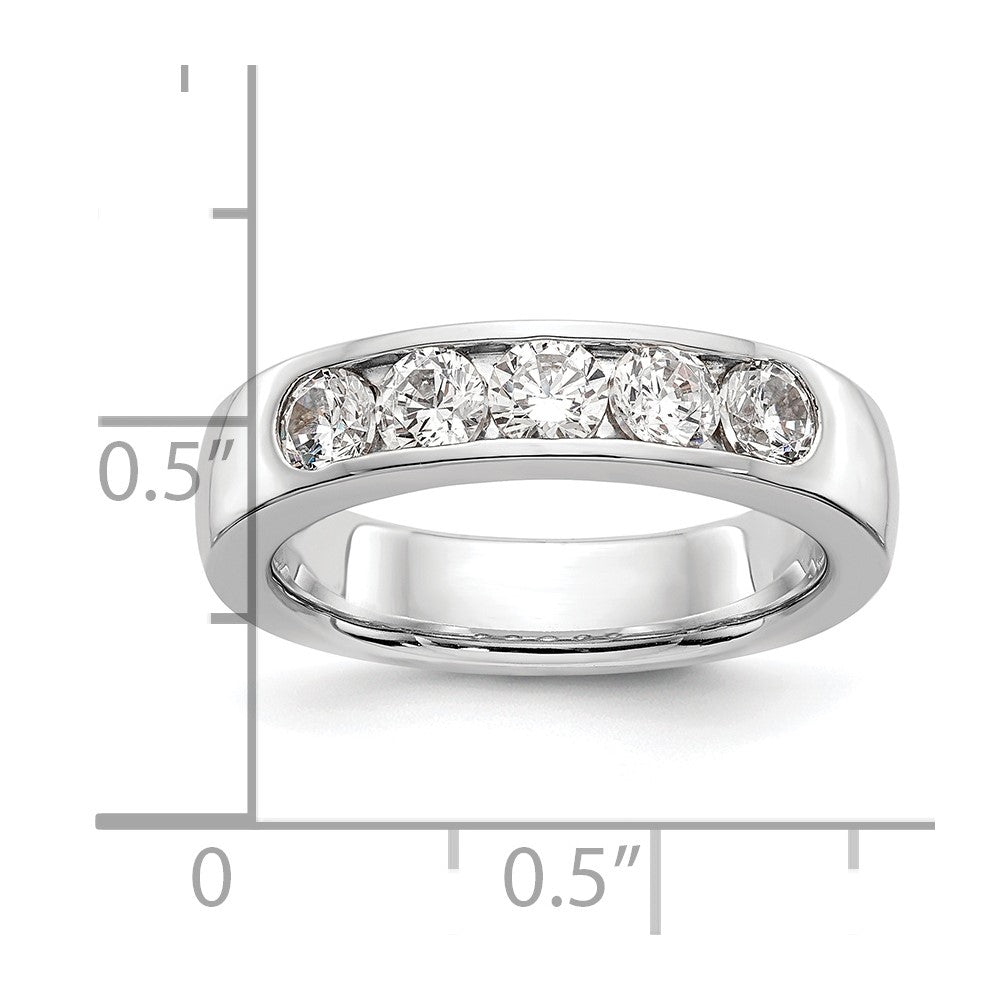14K Weißgold Ring mit 5 Diamanten im Rundschliff, 1K, Kanalfassung