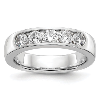 14K Weißgold Ring mit 5 Diamanten im Rundschliff, 1K, Kanalfassung