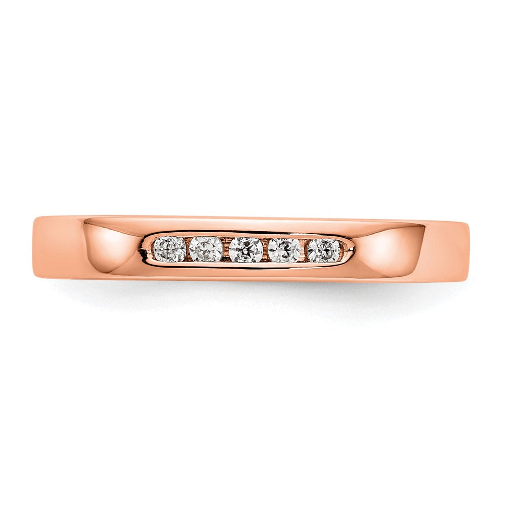 14K Roségold Fünf-Stein Diamant-Ring mit Kanalfassung