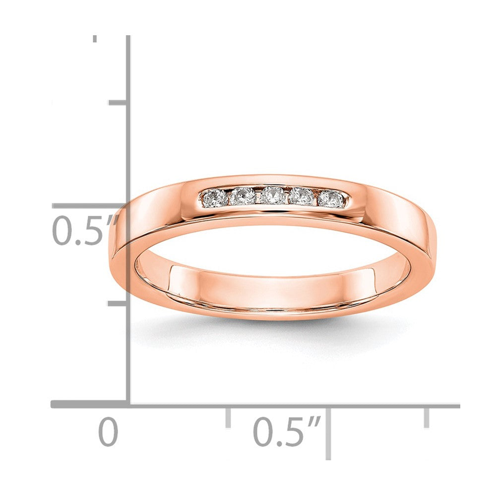 14K Roségold Fünf-Stein Diamant-Ring mit Kanalfassung